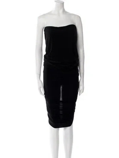Pre-owned Norma Kamali Strapless Knee-length Dress In Black