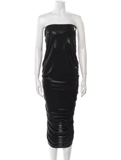 Pre-owned Norma Kamali Strapless Knee-length Dress In Black