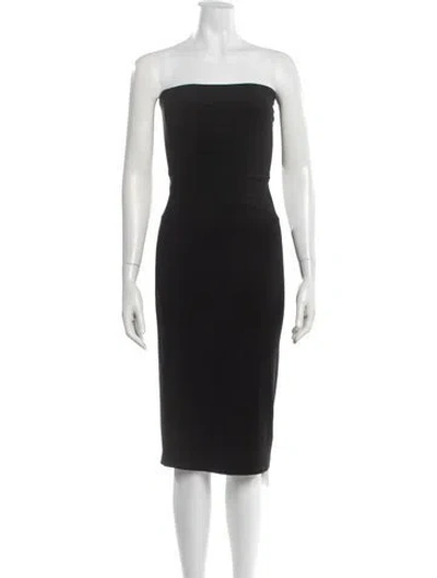 Pre-owned Norma Kamali Strapless Knee-length Dress In Black
