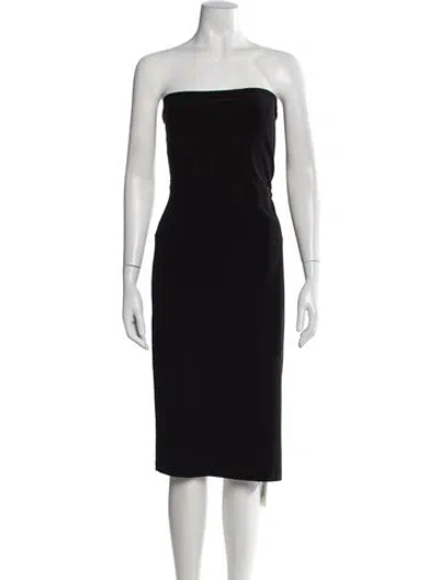 Pre-owned Norma Kamali Strapless Knee-length Dress In Black