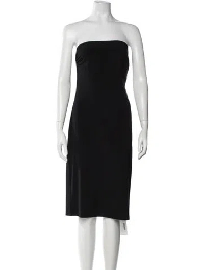 Pre-owned Norma Kamali Strapless Knee-length Dress In Black