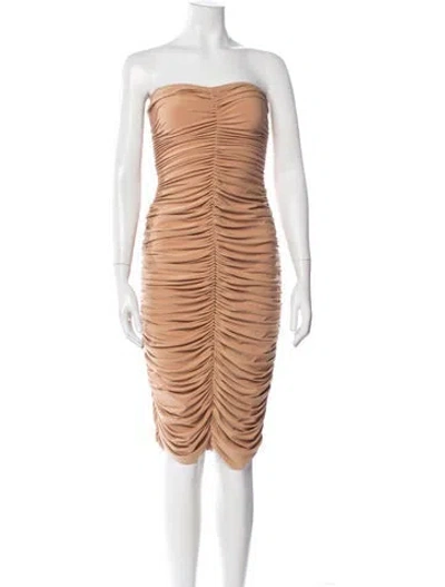 Pre-owned Norma Kamali Strapless Knee-length Dress In Neutral
