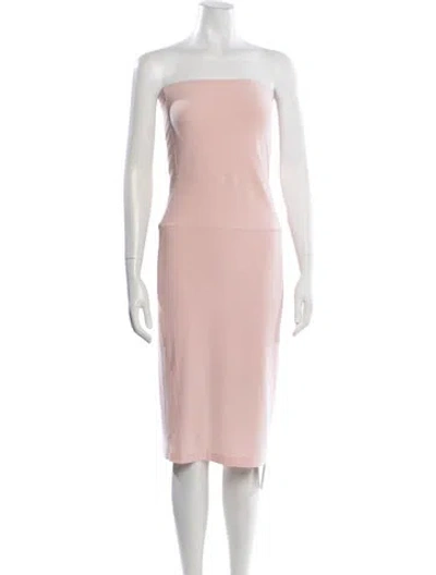 Pre-owned Norma Kamali Strapless Knee-length Dress In Pink