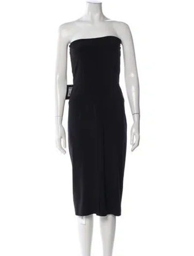 Pre-owned Norma Kamali Strapless Knee-length Dress W/ Tags In Blue