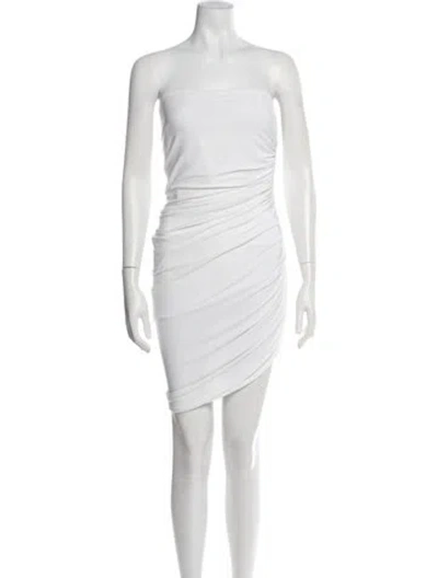 Pre-owned Norma Kamali Strapless Knee-length Dress In White