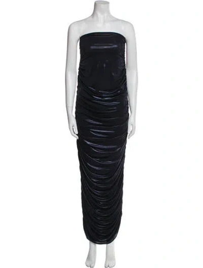 Pre-owned Norma Kamali Strapless Long Dress In Blue