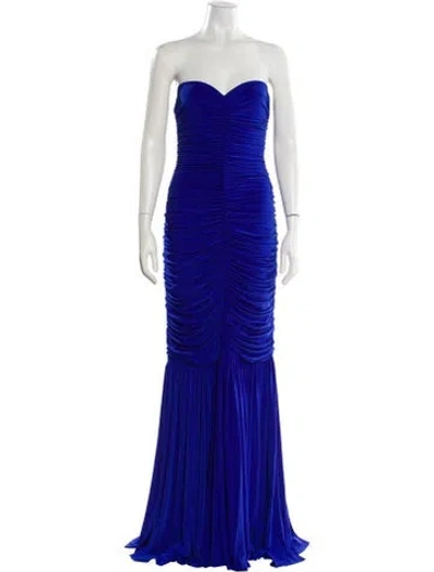Pre-owned Norma Kamali Strapless Long Dress In Blue