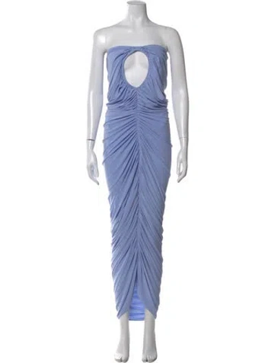 Pre-owned Norma Kamali Strapless Long Dress In Blue