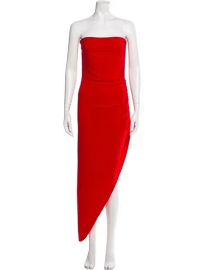 Pre-owned Norma Kamali Strapless Long Dress In Red