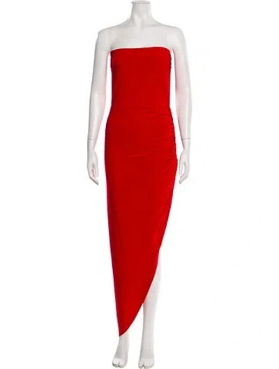 Pre-owned Norma Kamali Strapless Long Dress In Red
