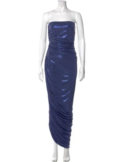 Pre-owned Norma Kamali Strapless Long Dress W/ Tags In Blue