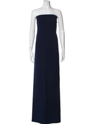 Pre-owned Norma Kamali Strapless Long Dress W/ Tags In Blue