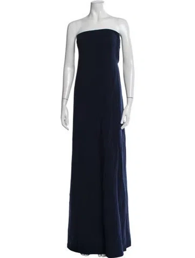 Pre-owned Norma Kamali Strapless Long Dress W/ Tags In Blue