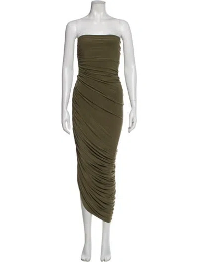 Pre-owned Norma Kamali Strapless Long Dress W/ Tags In Green