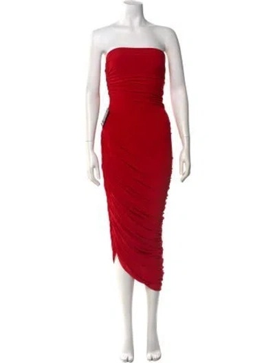 Pre-owned Norma Kamali Strapless Long Dress W/ Tags In Red