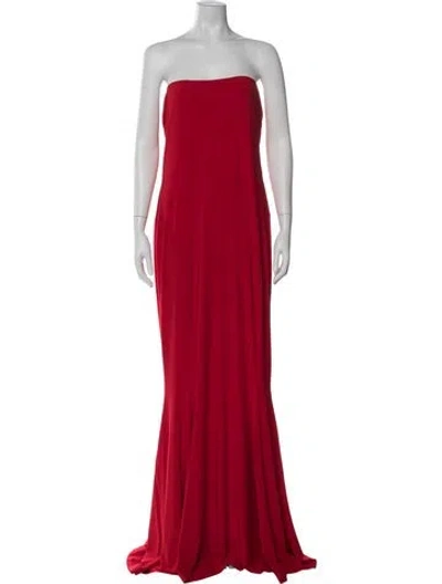 Pre-owned Norma Kamali Strapless Long Dress W/ Tags In Red
