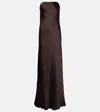 Norma Kamali Strapless Maxi Dress In Brown