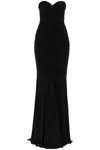 Norma Kamali Strapless Shirred Front Fishtail Gown In Black