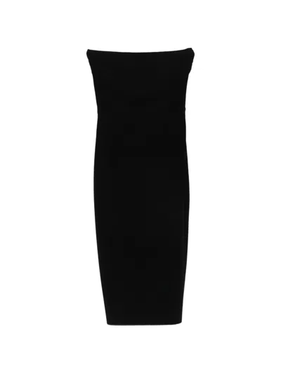 Norma Kamali Strapless Midi Dress In Black