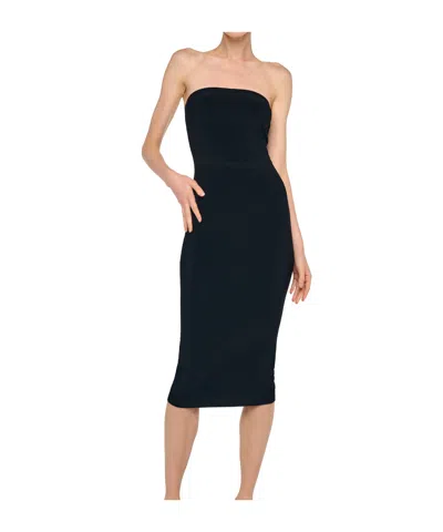 Norma Kamali Strapless Midi Dress In Black