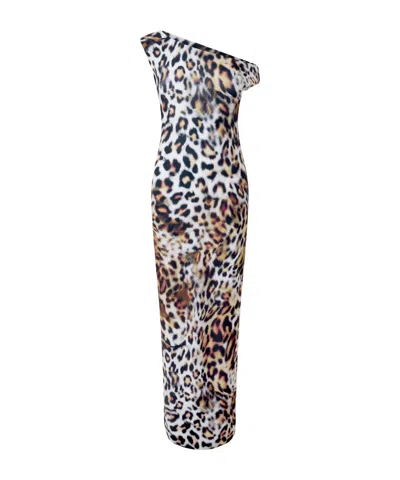 Norma Kamali Strapless Midi Dress In Animal Print