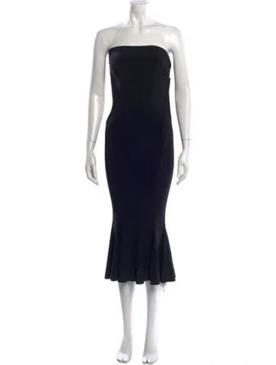 Pre-owned Norma Kamali Strapless Midi Length Dress In Black