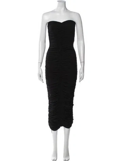 Pre-owned Norma Kamali Strapless Midi Length Dress In Black