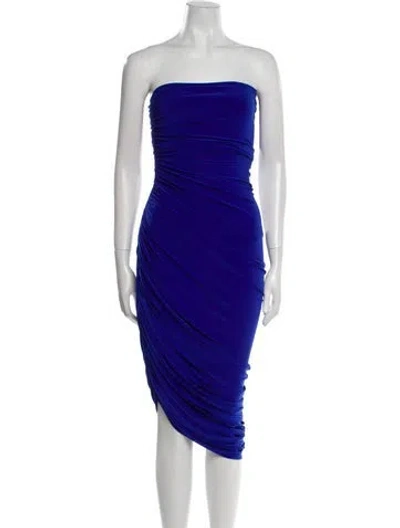 Pre-owned Norma Kamali Strapless Midi Length Dress In Blue