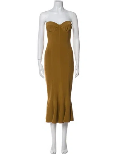Pre-owned Norma Kamali Strapless Midi Length Dress In Brown