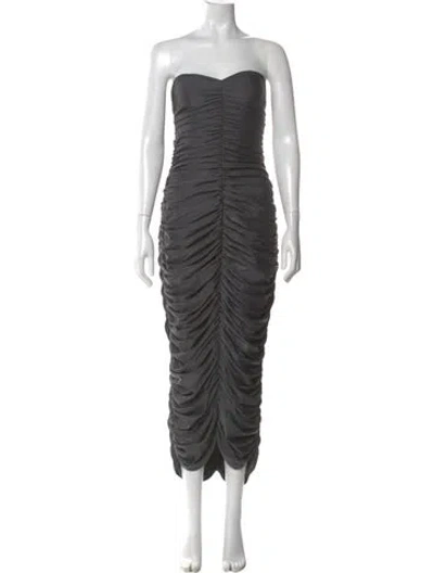 Pre-owned Norma Kamali Strapless Midi Length Dress In Gray