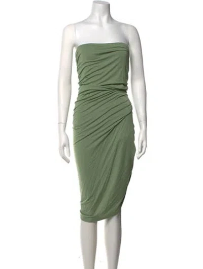 Pre-owned Norma Kamali Strapless Midi Length Dress In Green