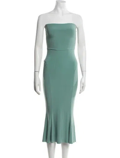 Pre-owned Norma Kamali Strapless Midi Length Dress In Green