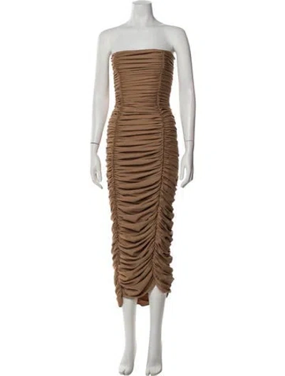 Pre-owned Norma Kamali Strapless Midi Length Dress In Neutral