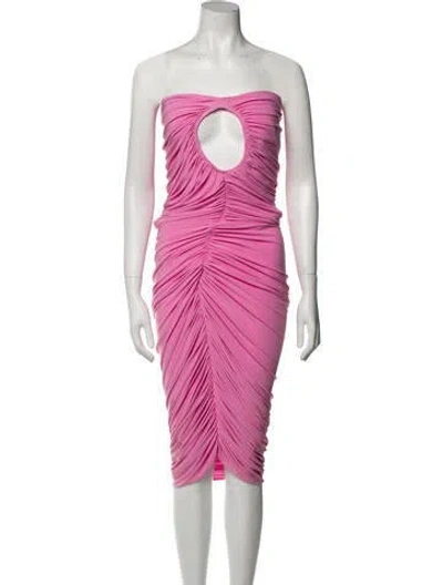 Pre-owned Norma Kamali Strapless Midi Length Dress In Pink