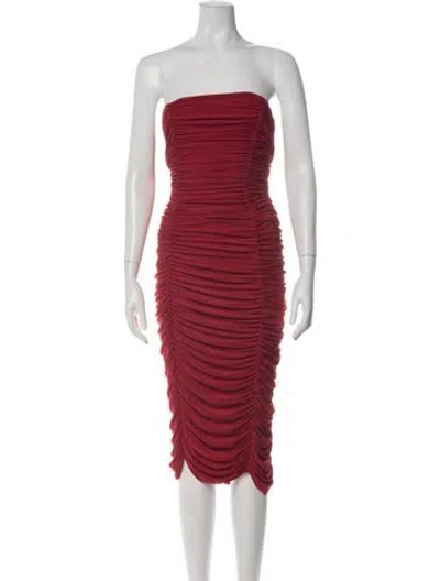 Pre-owned Norma Kamali Strapless Midi Length Dress In Red