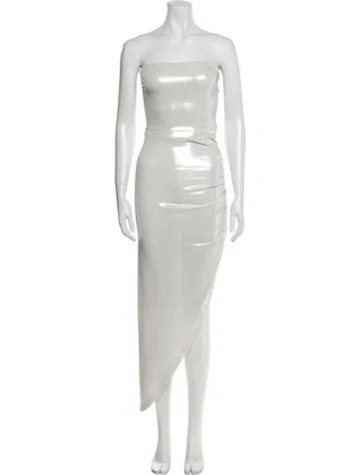 Pre-owned Norma Kamali Strapless Midi Length Dress In Silver
