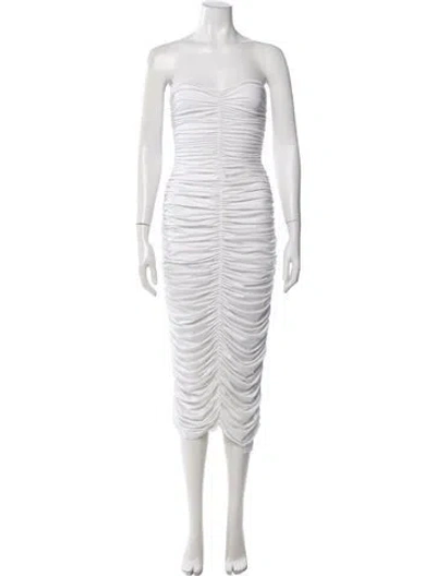Pre-owned Norma Kamali Strapless Midi Length Dress In White