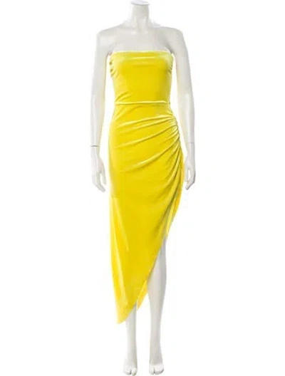 Pre-owned Norma Kamali Strapless Midi Length Dress In Yellow