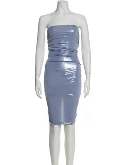 Pre-owned Norma Kamali Strapless Mini Dress In Blue