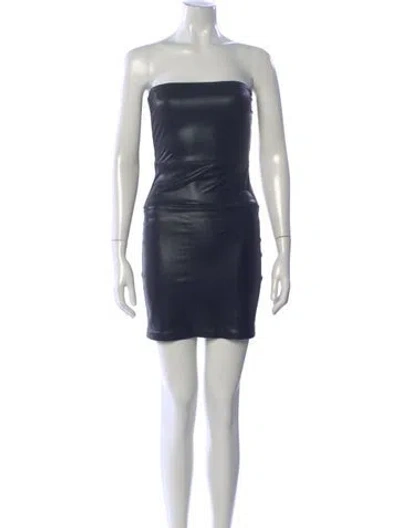 Pre-owned Norma Kamali Strapless Mini Dress In Blue