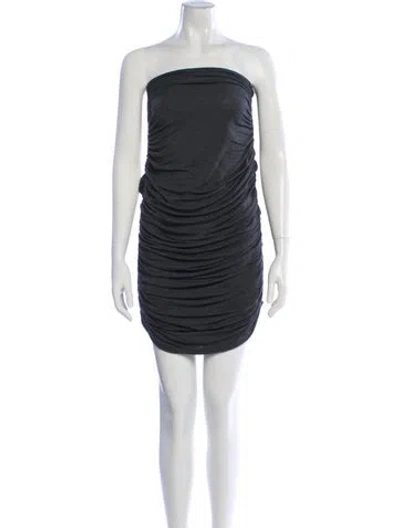 Pre-owned Norma Kamali Strapless Mini Dress In Gray