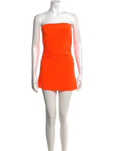 Pre-owned Norma Kamali Strapless Mini Dress In Orange