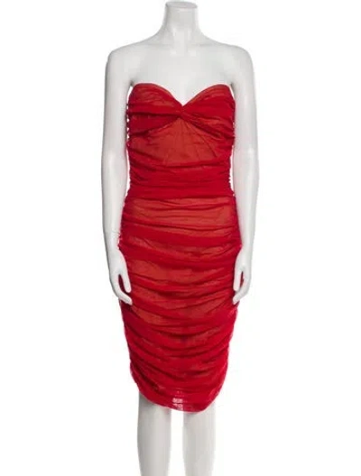 Pre-owned Norma Kamali Strapless Mini Dress In Red