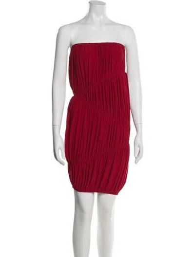 Pre-owned Norma Kamali Strapless Mini Dress In Red