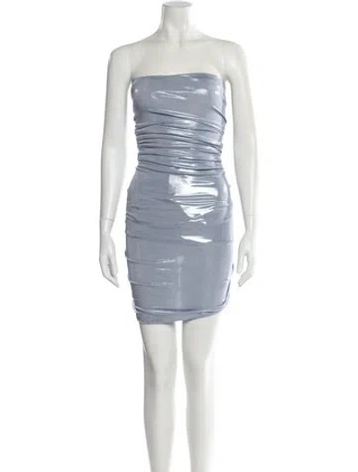 Pre-owned Norma Kamali Strapless Mini Dress W/ Tags In Blue