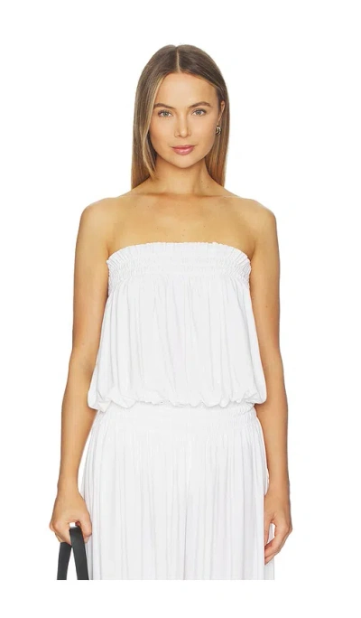 Norma Kamali Strapless Peasant Bodysuit In White