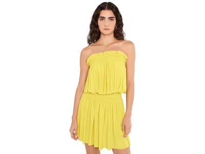 Norma Kamali Strapless Peasant Mini Dress Women's Dress Serene Yellow: Md (women's 6)