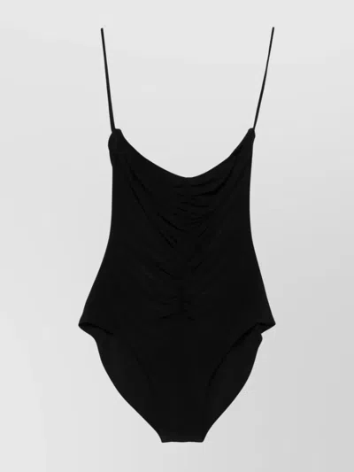 Norma Kamali Strapless Ruffled Bodice Lingerie In Black