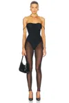 Norma Kamali Strapless Shirred Front Catsuit In Black