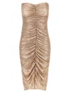 Norma Kamali Strapless Shirred Front Dress In Gold
